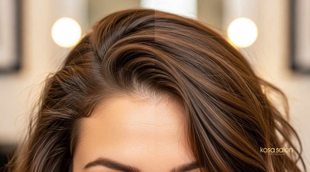 Comparison of hair with product residue versus clean, volumized hair after the right shampoo.